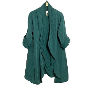 Soft Surroundings Duster Kimono Jacket Tunic Women Size S Teal Open Workwear - Picture 1 of 12