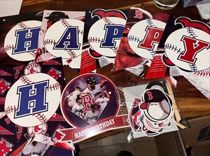 BOSTON RED SOX MLB PARTY PACKAGE Favors -Bday Banner LOOT BAGS w/ Stickers - Picture 1 of 5