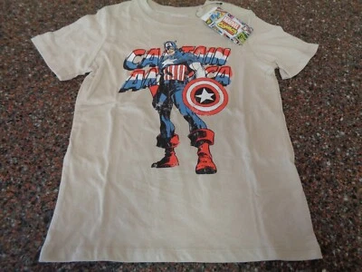 Cotton on Kids Boys Captain America SS T-Shirt Size 4 Beige Brand New NWT - Image 1 of 4