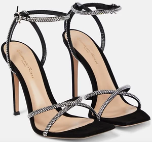 NIB Gianvito Rossi Crystal Black Suede Crisscross Strappy Sandal Pumps 36 $1495 - Picture 1 of 24