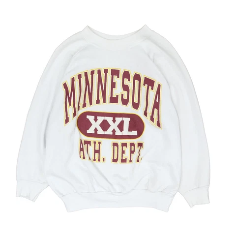 Vintage Minnesota Golden Gophers Sweatshirt Crewneck Size Large White 80s NCAA Cover