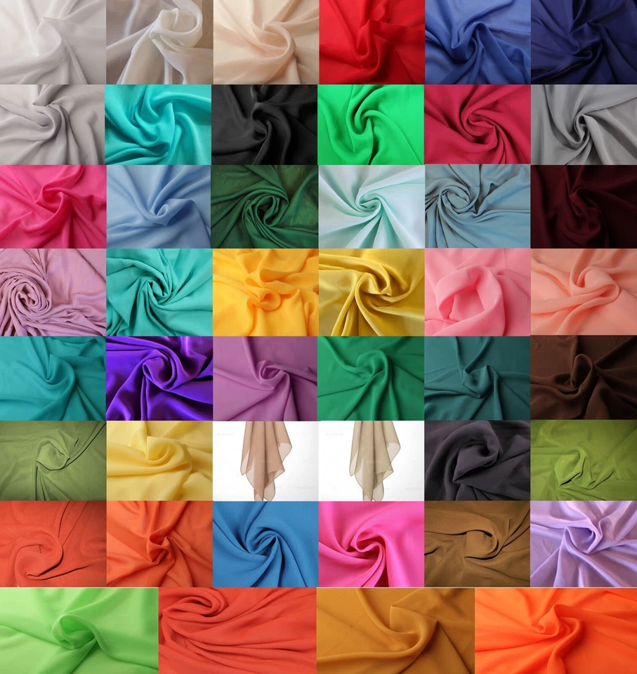 CHIFFON Stoff in 45 Farben Meterware Dekoration Kleidung weicher Fall EUR 4,99/m - Bild 1 von 1