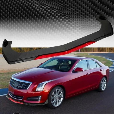For Cadillac ATS CTS Front Bumper Lip Spoiler Splitter Body Kit Carbon+Fiber Red Foto 1 de 4