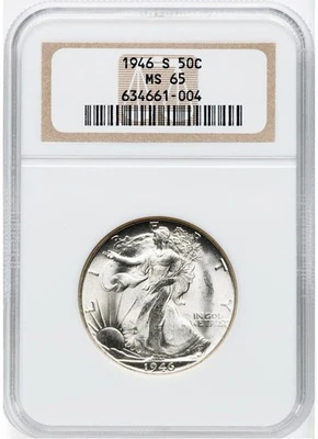 1946 S-50c-NGC MS65 Walking Liberty Half Dollar - Image 1 of 2