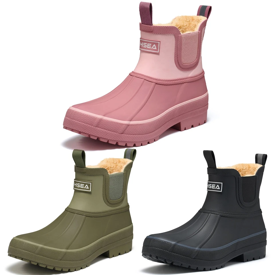 HISEA женщин Chelsea дождя ботинки флиса с подкладкой зимние водонепроницаемые лодыжки утка ботинки - Изображение 1 из 4