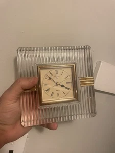 Orologio da tavolo Christian Dior Paris con quadro in cristallo modellato anni '80 - Foto 1 di 5
