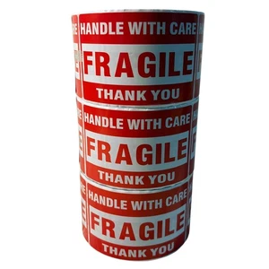 Three Rolls Premium Fragile Stickers “Fragile Handle with Care” Shipping Label - Picture 1 of 10