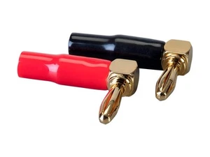 5 Pair Right Angle 24k Gold Plated Banana Speaker Wire Cable Screw Connectors - Afbeelding 1 van 6
