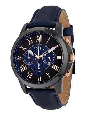 Fossil Grant Chronograph Black and Blue Dial Blue Leather FS5061 Men's Watch - image 1 of 2