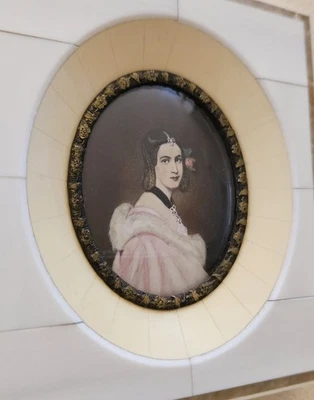 Antigo retrato alemão em miniatura de Jane Erskine, depois de J.K. Stieler - Imagem 1 de 4