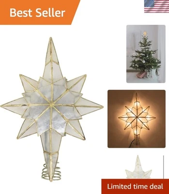 Kurt Adler 10-Luces Capiz Estrella de Belén Transparente Treetopp - 11 pulgadas Elegante Decoración Foto 1 de 4