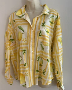 Calypso St. Barth Damen Gr. L hell fröhlich gelb Tropical Fruit Print Top - Bild 1 von 7