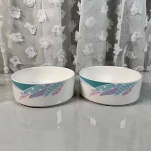 Set of 2 Vtg 80s Noritake New Decade Florida Multicolor Cereal Bowls Palm Tree - Picture 1 of 11