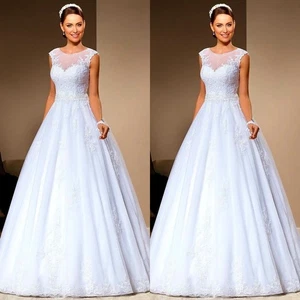 Classic Wedding Dresses Beach Boho A Line Summer Elegant White Ivory Bridal Gown - Picture 1 of 16