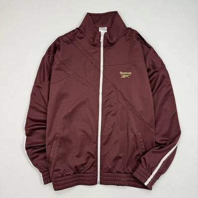Reebok  Retro Track Jacket Mens L Hip Hop 50 Maroon Full Zip Stripe - Image 1 of 4