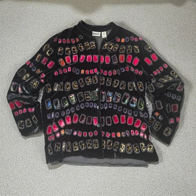 Velvet Jacket Women's M Size 1 Silk Lined Gothic Whimsigoth Grunge Punk Artwear - Image 1 of 4