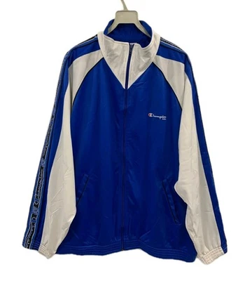Champion USA Vtg Track Jacket Blue White Full Zip Mens XXL Oversized Retro #122 - Image 1 of 4