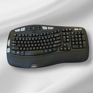 Logitech Wireless Wave K350 Ergonomic Keyboard No Dongle Excellent Works Great - Picture 1 of 7