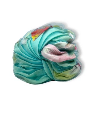 迪奥 20 世纪 60 年代头巾 Chapeau 真丝棉薄纱花卉多色复古 — 第 1/4 张图片