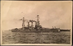 Navy Real Photo Postcard RPPC ~ U.S.S. New Hampshire ~ Military Ship - Picture 1 of 2