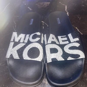 Michael Kors Women Black Slides Flip Flops Shoes Size 9 - Picture 1 of 6