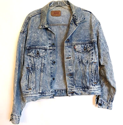 Chaqueta Jean Punk Rock N Roll Lavado Ácido Levi's Años 80 De Colección 70208 0219 EE. UU. Med Foto 1 de 4