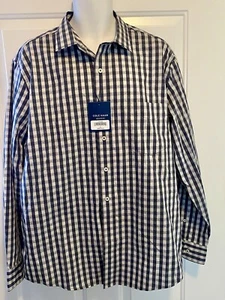 Cole Haan Grand OS Ombre Blue White Box Plaid Button Up Shirt Mens XL NWT - Picture 1 of 4