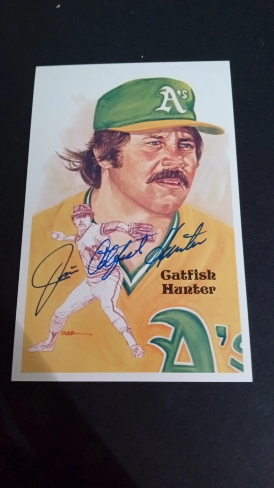 Catfish Hunter Signed Perez Steele  Post Card - Image 1 of 1