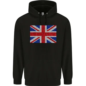 Mosaic Union Jack Flag Great Britain UK Childrens Kids Hoodie - Picture 1 of 88