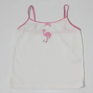 Gymboree Girl's White Cami Tank Top with Pink Flamingo Graphic size 5-6 - Picture 1 of 1