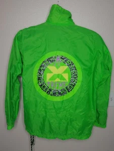 OCEAN PACIFIC Vtg Mens Black Neon Green Reversible Jacket Xtreme Air 80's-90's S - Picture 1 of 7