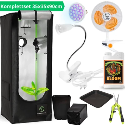 Growbox Mini Komplettset LED 35x35x90cm Gewächshaus Growtent Zuchtzelt Pflanzen - Bild 1 von 4