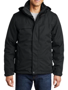 Port Authority Men's Herringbone 3-in-1 Parka Jacket #J302 - BLACK, LARGE - Picture 1 of 4