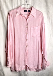 BEAUTIFUL PRETTY LIGHT PINK L 100% LINEN BLOUSE the GAP LONGER LENGTH - Picture 1 of 22