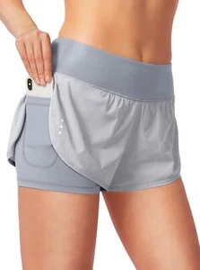 Women's 2 in 1 Running Shorts Workout Athletic Gym Yoga Shorts for Women with... - Picture 1 of 6