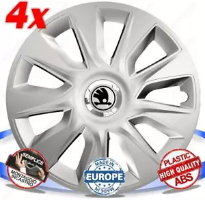 SET 4 BORCHIE RUOTA COPRI CERCHI CALOTTE 14 STRATOS SILVER PER SKODA FABIA - Imagen 1 de 3