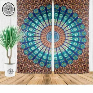 Indian Blue Floral Mandala Curtains Set Window Drapes Panel Tapestry Room D?cor - Picture 1 of 4