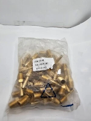 (QTY 50) 125-4B 1/4"X1/4" Brass MALE NPT Barb Hose Straight Fittings - Image 1 of 4