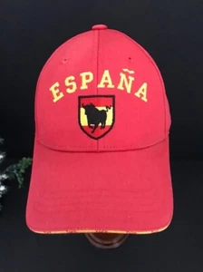 ESPANA TORO LOGO RED BASEBALL CAP ADJUSTABLE OSFA HAT BY BENEGASSI (SPAIN BULL) - Picture 1 of 11