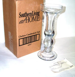 Southern Living at Home Chelsea Candlestick Clear Glass 11" Pillar Taper - NMIB