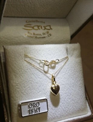 SAVAGIOIELLI Collana e ciondolo cuore lato martellato e lato liscio in oro giallo 750 18 kt