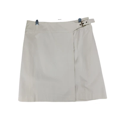 Minifalda blanca Talbots para mujer envolvente hebilla algodón talla pequeña 10P nueva con etiquetas Foto 1 de 4