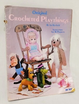 Crocheted Playthings Booklet JH 100 Jan Hatfield Doll Dog 1982 Happy Hands - Image 1 of 4