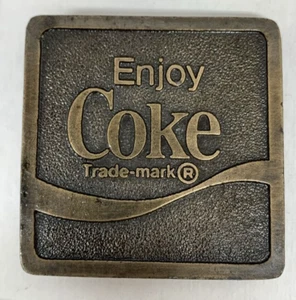 Vintage 1975 2.2" Enjoy Coca Cola Coke Advertising Square Belt Buckle 100.39G - Picture 1 of 6