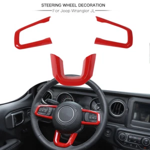Red Steering Wheel Moulding Frame Cover Trim Decor For Jeep Wrangler JL 2018+ - Imagen 1 de 9