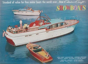 CHRIS-CRAFT SHOWBOATS 1957 CAPRI SPORTSMAN CONSTELLATION YACHT MAGAZIN AD MICH - Bild 1 von 3
