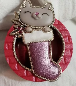 Bath & Body Works CAT IN PURPLE STOCKING Scentportable Holder Unit Visor Clip 🐈 - Picture 1 of 3