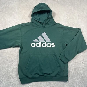 Y2K Adidas Hoodie Sweatshirt Youth Large 14/16 Green Vintage Faded Distressed - Picture 1 of 7