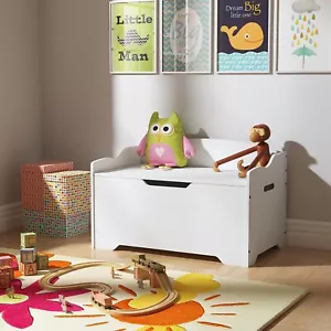 New Kids Wooden Toy Box Storage Unit Chest Ottoman Trunk Nursery Bedroom Home UK - Picture 1 of 6