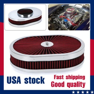 12" Red Super Flow Oval Air Cleaner Set With Washable Element - Picture 1 of 14